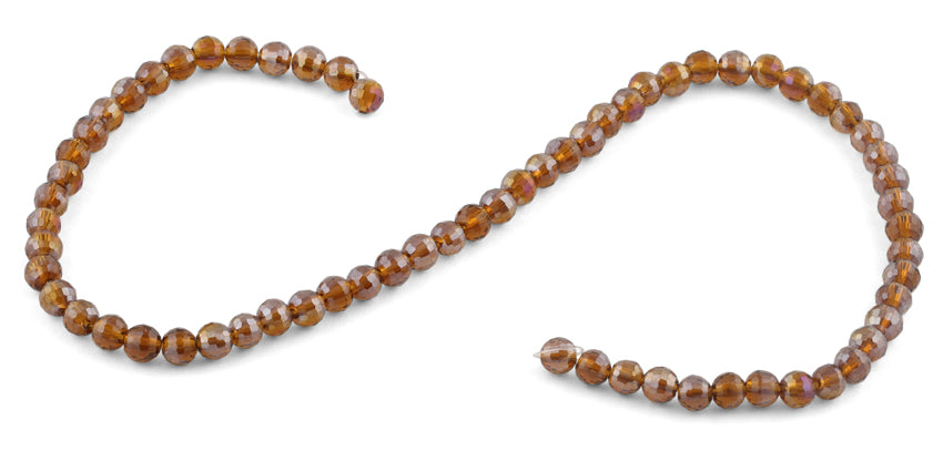 6mm Yellow Brown Round Faceted Crystal Beads for Jewelry Making - DIY Bracelets, Necklaces & Craft Projects - High Quality Glass Beads for Scrapbooking & Home Decor