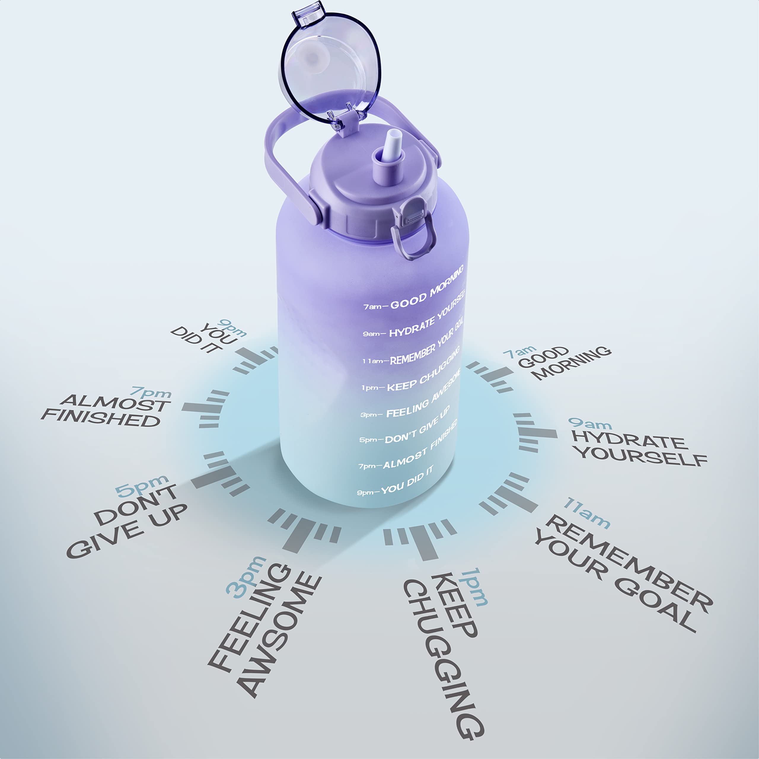 1 Gallon Motivational Water Bottle with Straw & Handle - BPA Free for Gym & Work