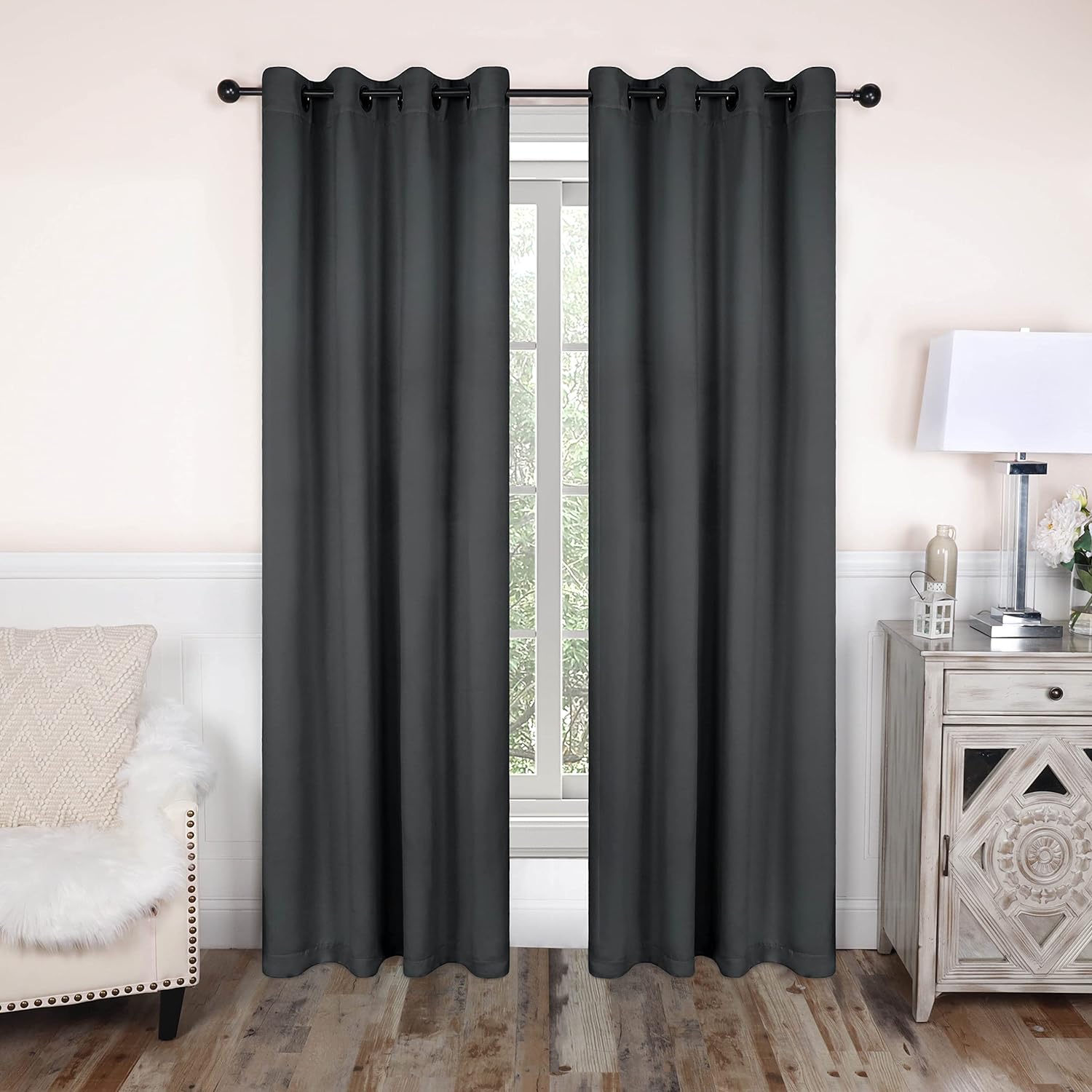 Blackout Curtains for Bedroom - Set of 2 Panels, 100% Room Darkening Grommet Top Window Drapes for Better Sleep & Privacy - Perfect for Nursery, Home Theater & Shift Workers