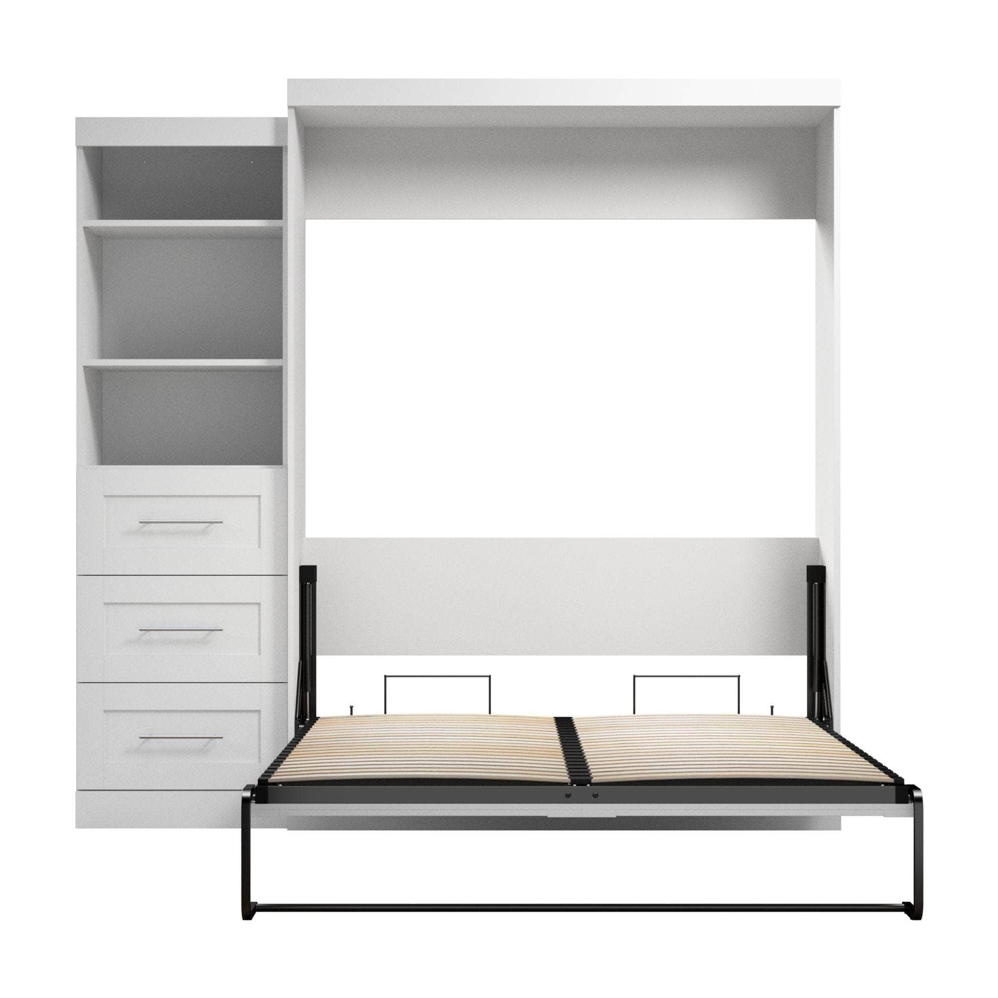 Queen Murphy Wall Bed with Storage Drawers - Space-Saving Foldable Bed for Small Rooms, Apartments & Guest Rooms (90