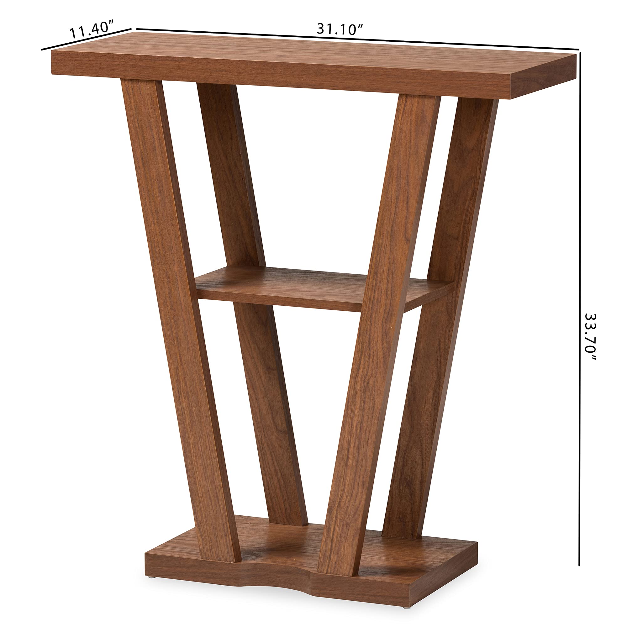 Baxton Studio Boone Console Table - Solid Wood Entryway Table, Walnut Brown Finish - Perfect for Hallway, Living Room & Home Decor