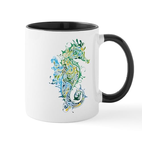 White/Black Inside - Paisley Seahorse Mugs