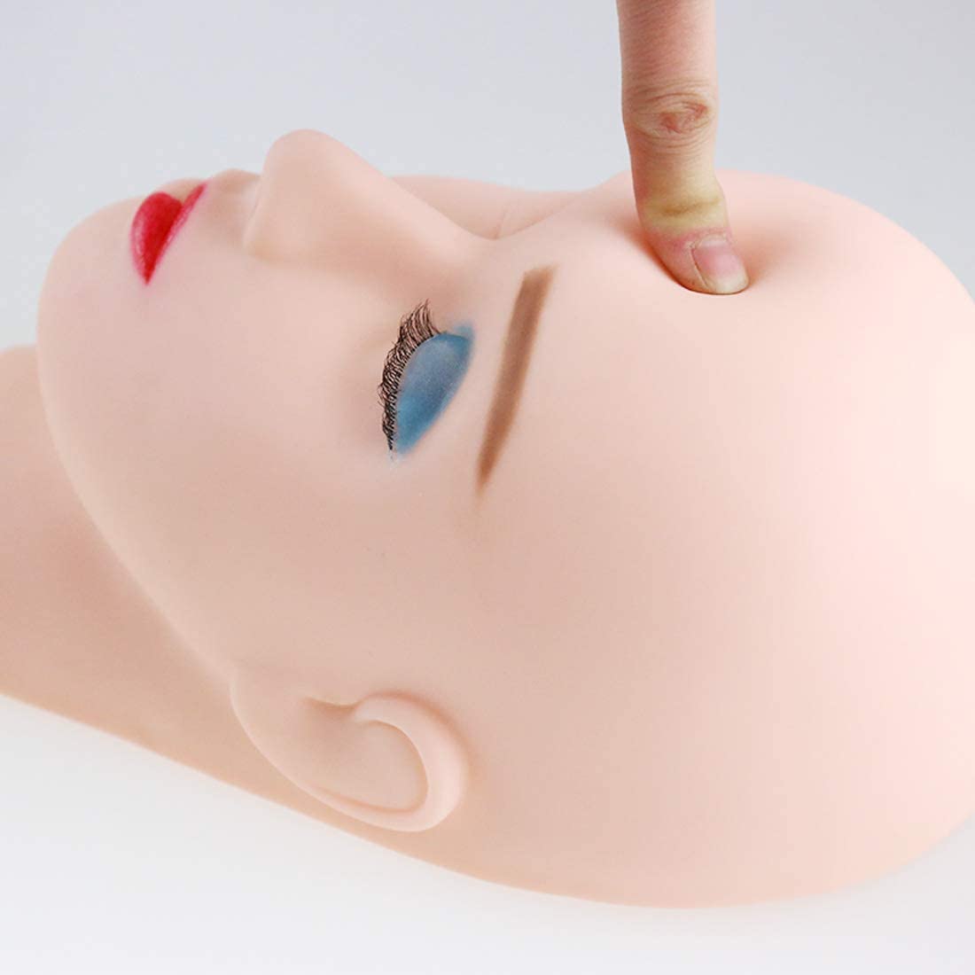 Professional Lash Mannequin Head for Eyelash Extension Training, Makeup Practice & Head Massage - Soft-Touch Rubber Cosmetology Doll Face - Perfect for Beauty Schools, Salon Training & Home Practice