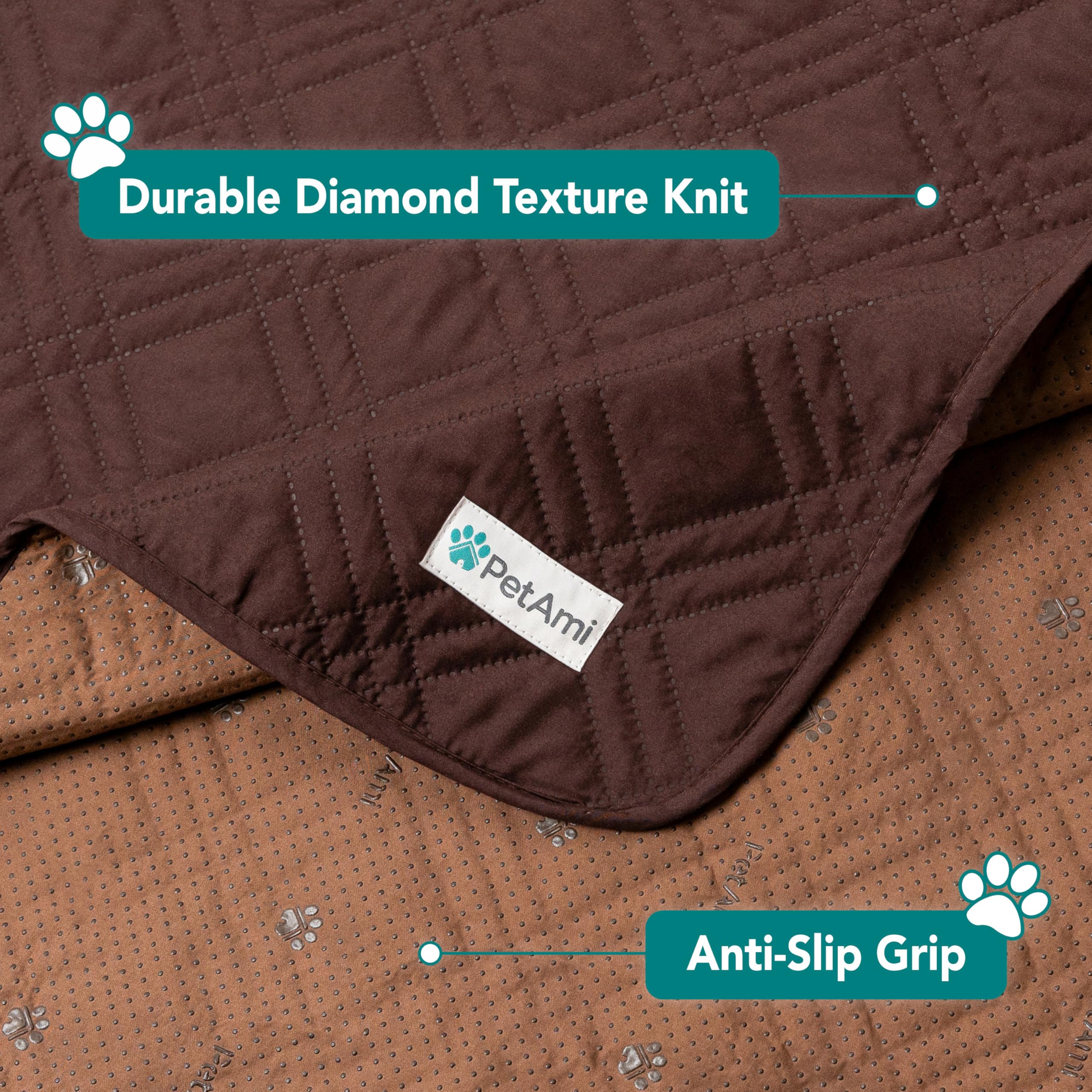 **PetAmi Waterproof Couch Cover for Dogs & Cats – Reversible Furniture Protector, Washable Pet Blanket (52x82 Inches, Brown) – Ideal for Sofas, Couches & Pet Beds**