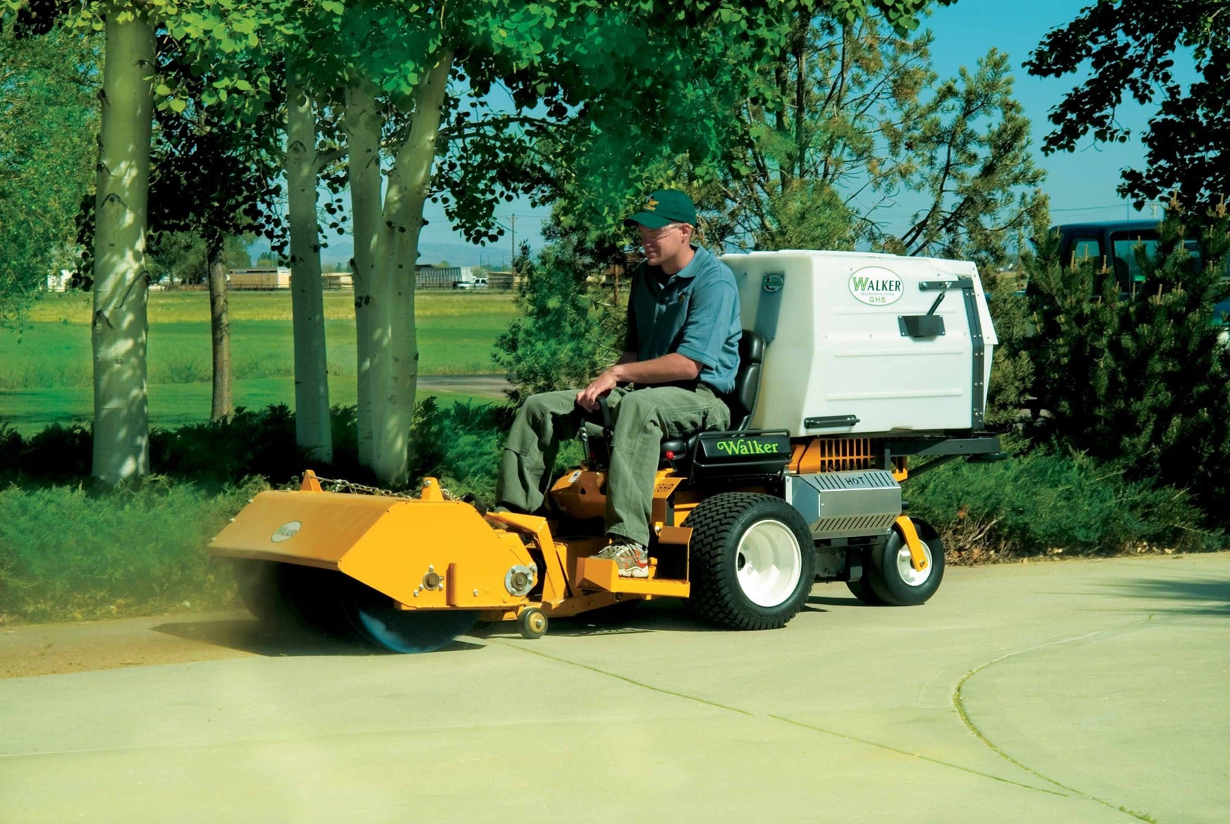 Walker Mower Rotary Broom Attachment - Heavy Duty Lawn Sweeper for Leaves & Debris - Perfect for Yard Cleanup, Landscaping & Commercial Use