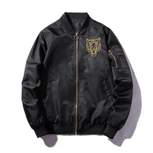 Stylish Jungle Tiger Print Bomber Jacket for Men - Trendy Vintage Aviator Jacket for Casual Wear & Street Fashion