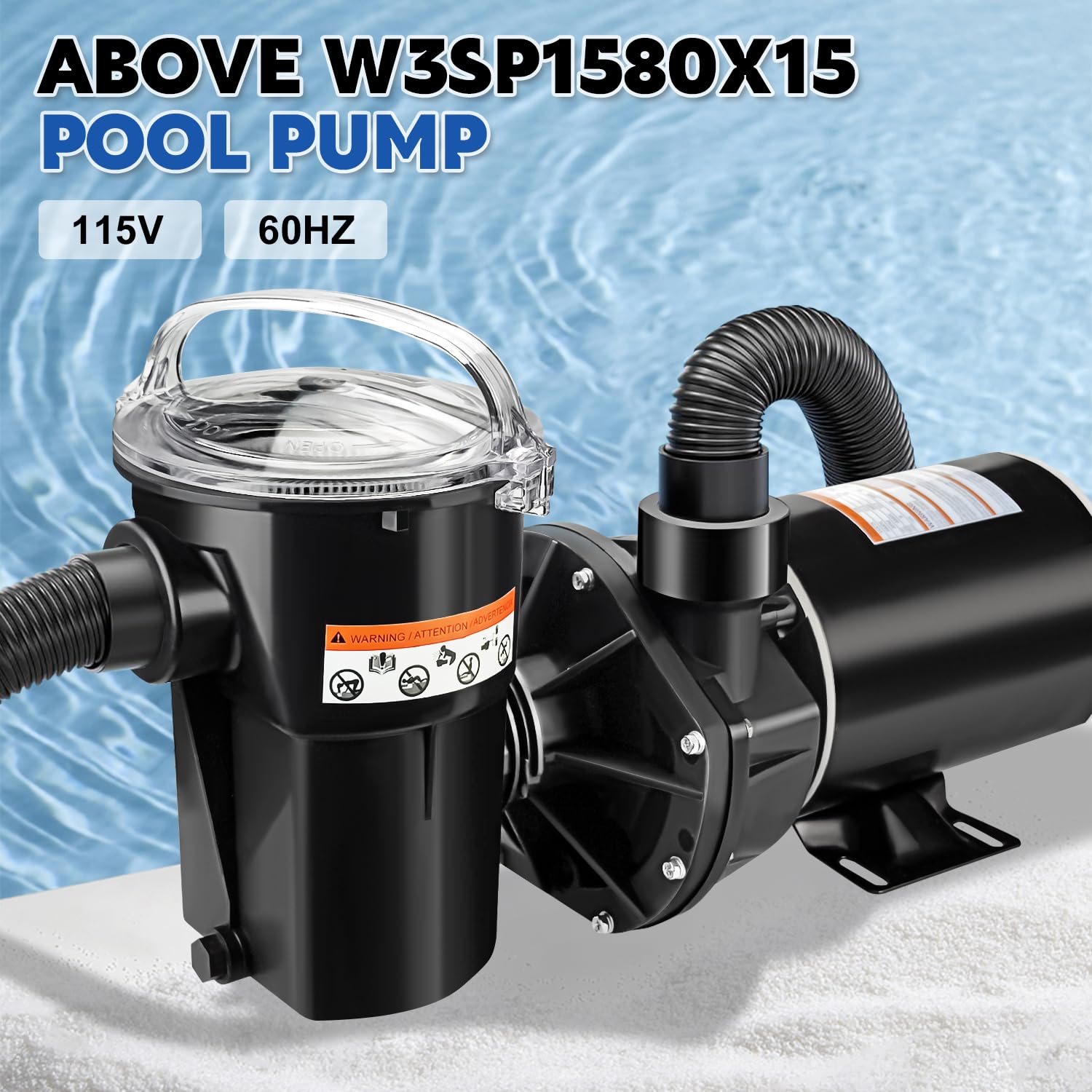Hayward Power Flo LX 1.5 HP Pool Pump Motor Replacement - W3SP1580X15 Compatible Single Speed Swimming Pump Motor 3450RPM 115V for Above Ground Pools - Perfect for Pool Maintenance and Water Circulation