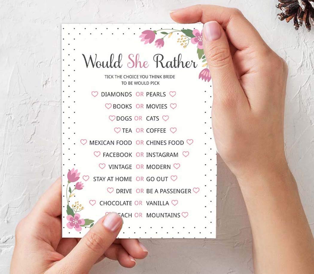 Floral Bridal Shower Games Set of 4 (50 Sheets Each) - Fun Bachelorette Party Games Bundle for Wedding Showers & Girls Night Out