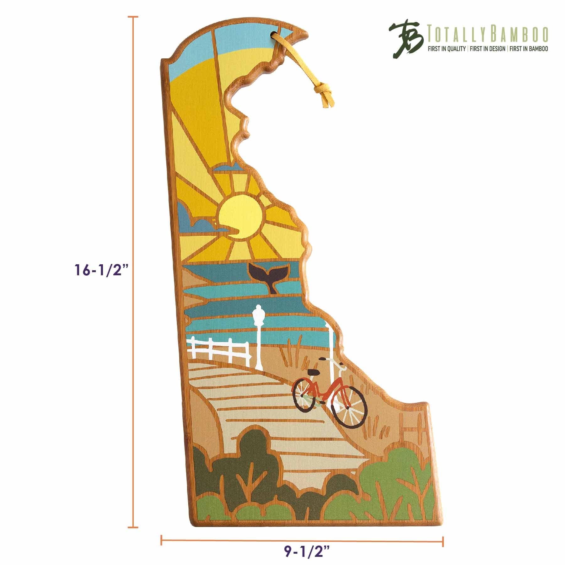 Deluxe Delaware Wood Cutting Board with Summer Stokes Artwork - Durable Kitchen Chopping Board for Meat, Vegetables, and Cheese - Perfect for Home Cooking and Gift Giving