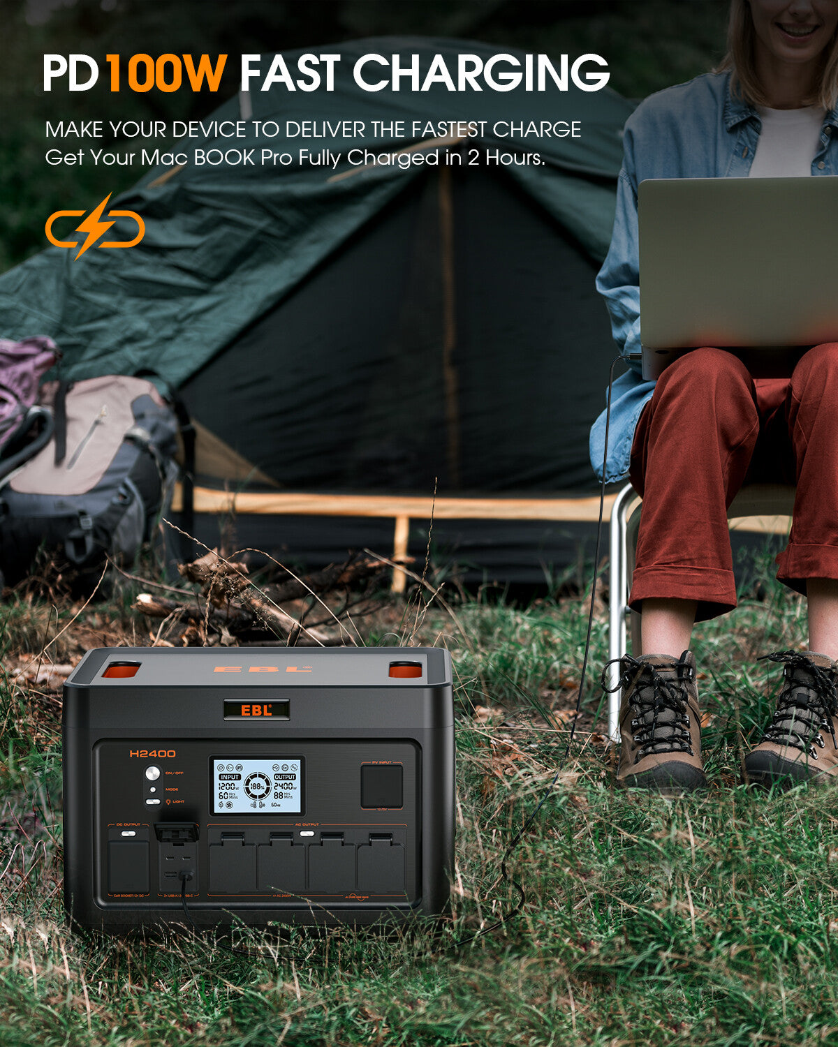 EBL 2400W Portable Power Station - Solar Generator for Camping, RV, Outdoor Adventures & Emergency Backup Power