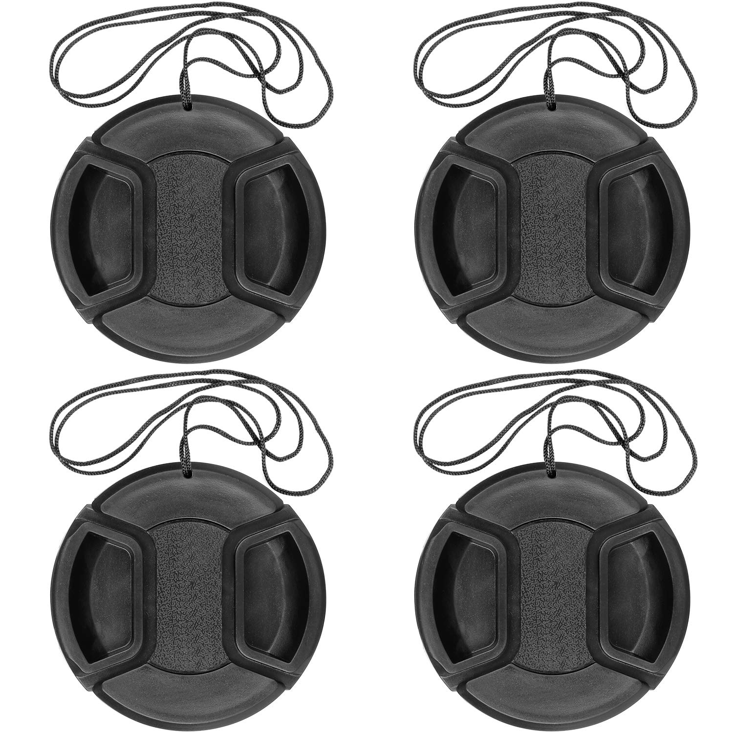 52mm Lens Cap with Center Pinch & Leash Hole - 4 Pack - Compatible with Nikon, Sony, Canon DSLR Cameras - UV Lens Protection - Perfect for Travel, Photography & Outdoor Shooting