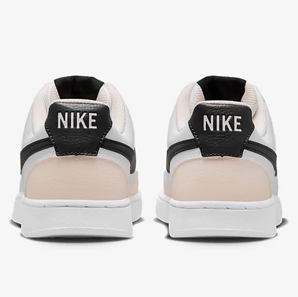 Nike Women's Court Vision LO Casual Sneakers - White/Black-Light Soft Pink (Size 7) | Comfortable Walking Shoes for Women | Perfect for Gym, Workout & Everyday Wear
