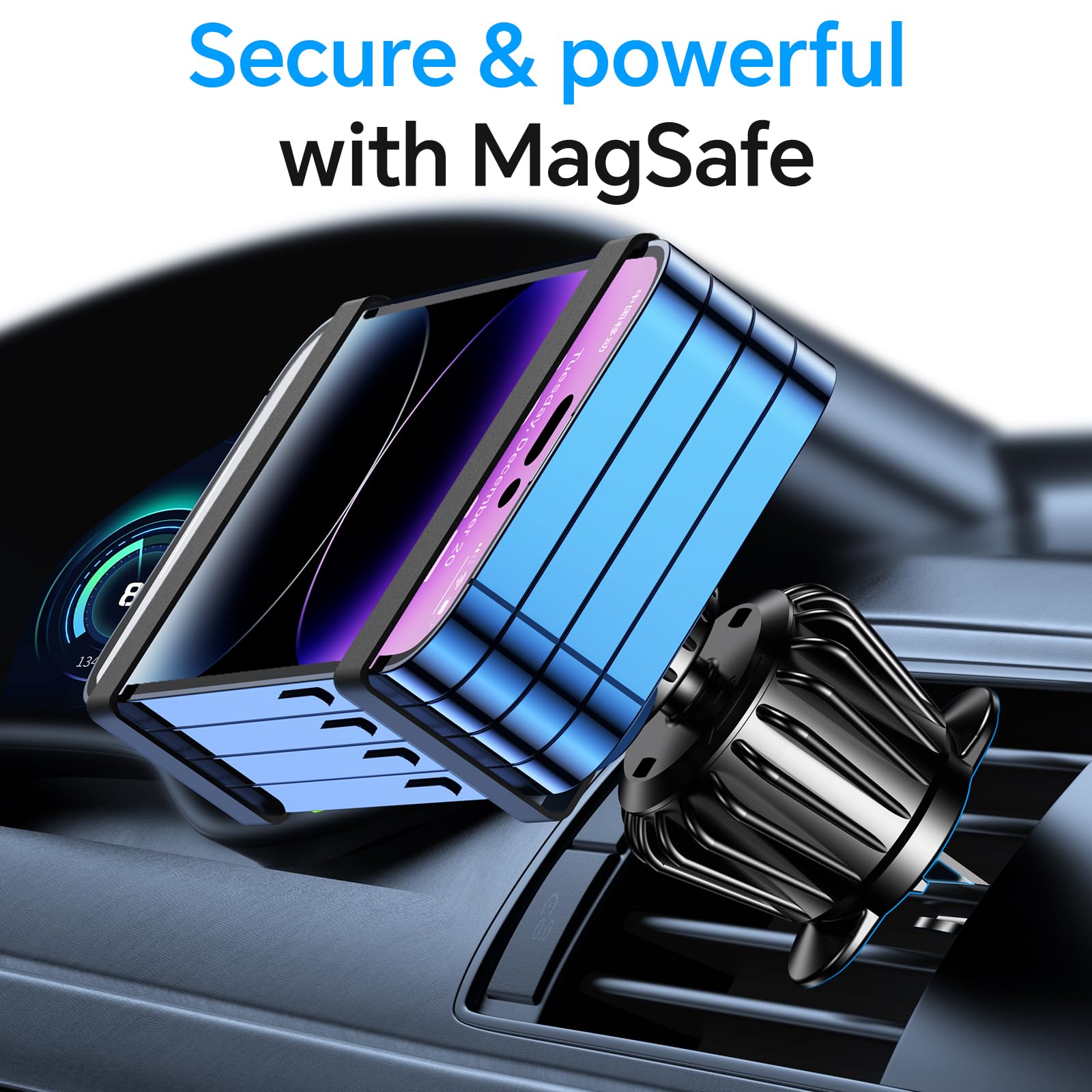 Magsafe Car Mount with 20 Magnets - 360° Magnetic Phone Holder for iPhone 16/15/14/13/12 - Secure Dash Mount for Men & Women