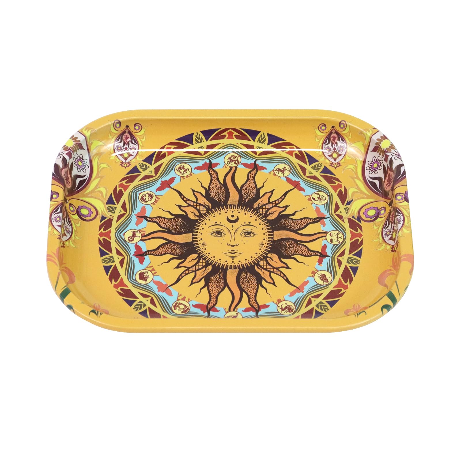 Premium Metal Rolling Tray with Unique Design - Perfect Size for Home & Travel Accessories by Yellowsun | Ideal for Rolling Papers, Herbs & Smoking Essentials