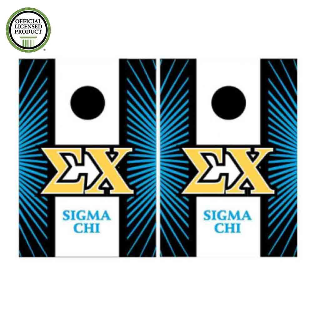 Sigma Chi Cornhole Bag Toss Game Set with 8 Bags - Starburst & Stripe Design for Outdoor Tailgating, Backyard Parties, and College Events | VictoryStore Premium Cornhole Game