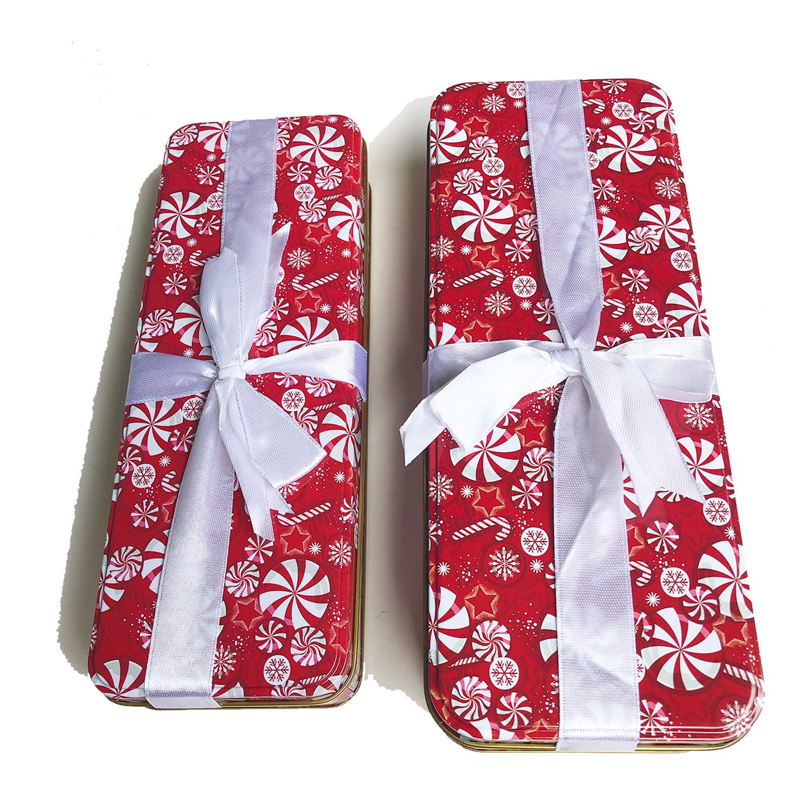 Festive Christmas Cookie Tins with Lids - Set of 2 Elegant Red Rectangular Gift Boxes for Holiday Treats, Candy Storage & Cookie Exchange | Perfect for Ginger Snaps, Party Favors, Snack Sharing & Festive Gift Giving