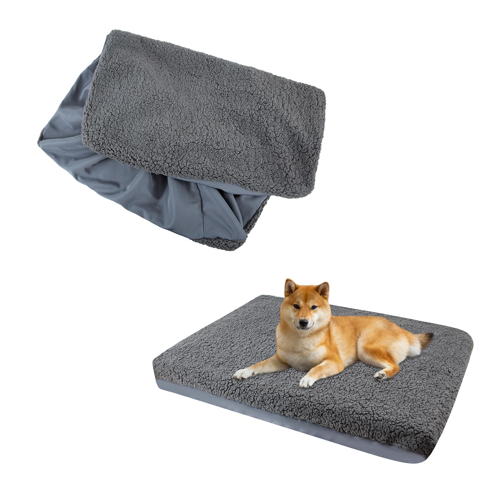 Waterproof Dog Bed Cover with Zipper - Washable Oxford Pet Crate Pad Replacement (20x30x6 Inches, Gray) for Easy Hair Removal - Perfect for Crates, Kennels & Indoor Dog Beds