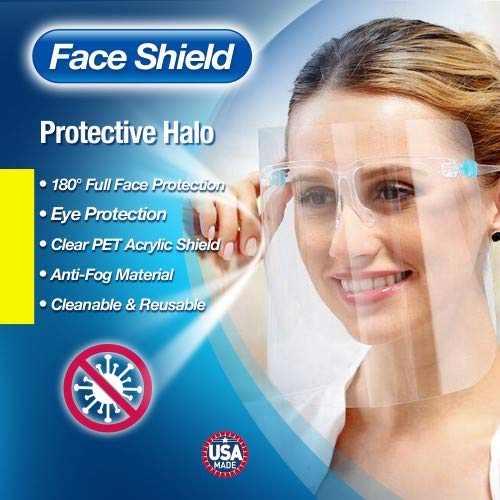 ArtToFrames 20 Pack Kids Protective Face Shield - Transparent Droplet & Saliva Protection with Reusable Glasses & Replaceable Shield (Scary Teeth Design) - Ideal for Halloween, School Safety & Public Events