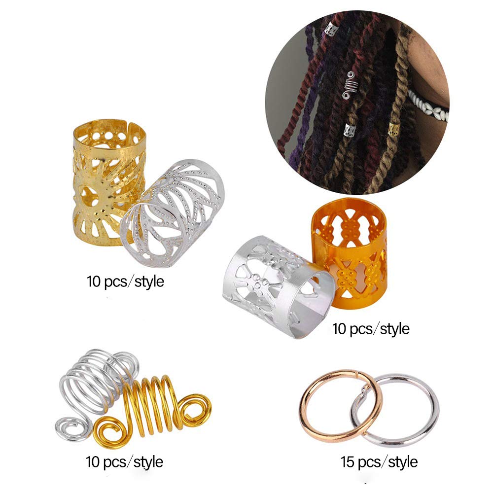 Homo Trends 90 Pcs Aluminum Hair Rings & Clips - Adjustable Metal Dreadlock Cuffs for Braids, Locs & Twist Hairstyles - Perfect Hair Accessories for Women, Men & Kids - Great for Parties, Weddings & Everyday Styling