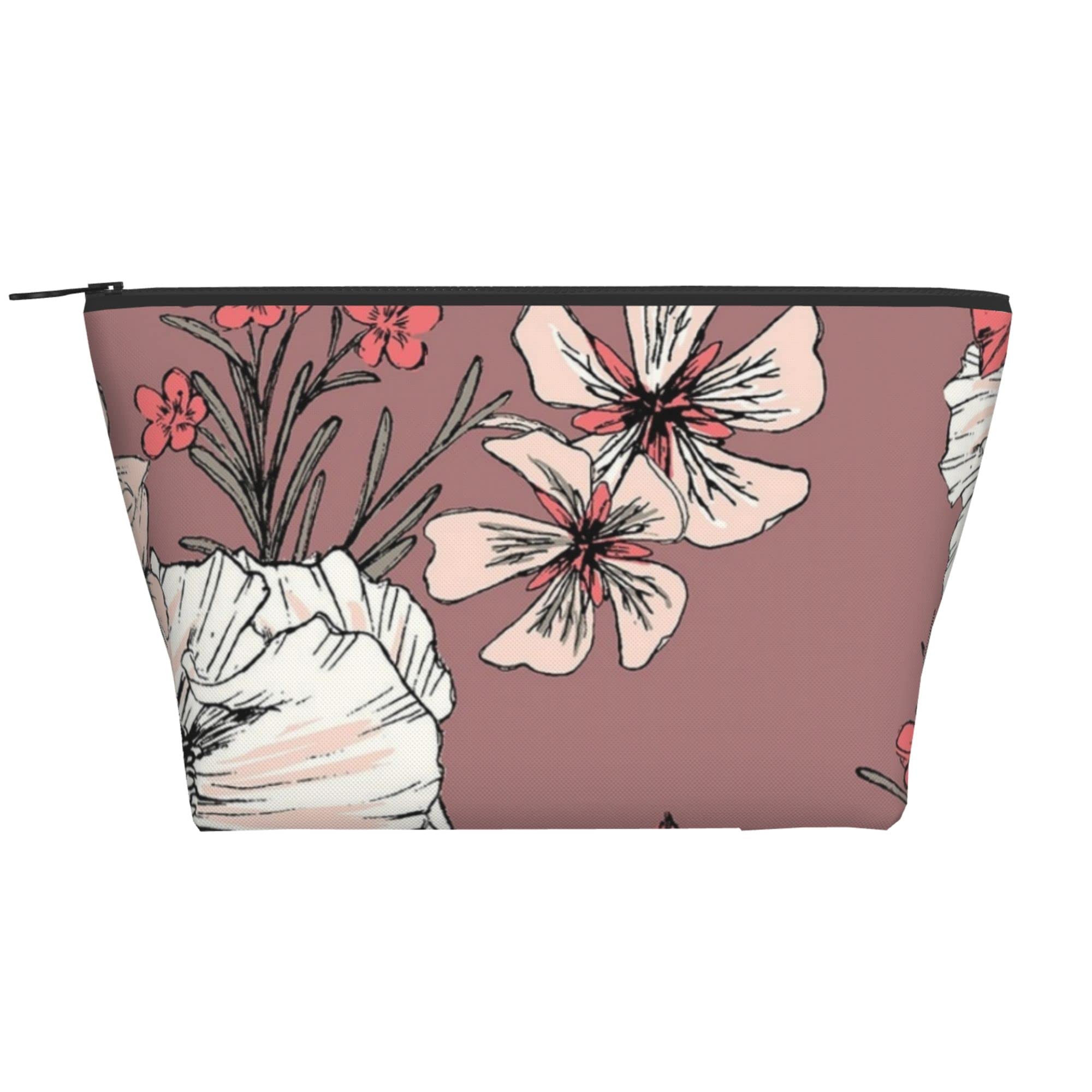 Floral Pink Travel Toiletry Bag - Waterproof Oxford Cosmetic Organizer with Zipper for Women & Girls | Portable Makeup Pouch for Vacation, Gym, Business Trips & Daily Essentials Storage