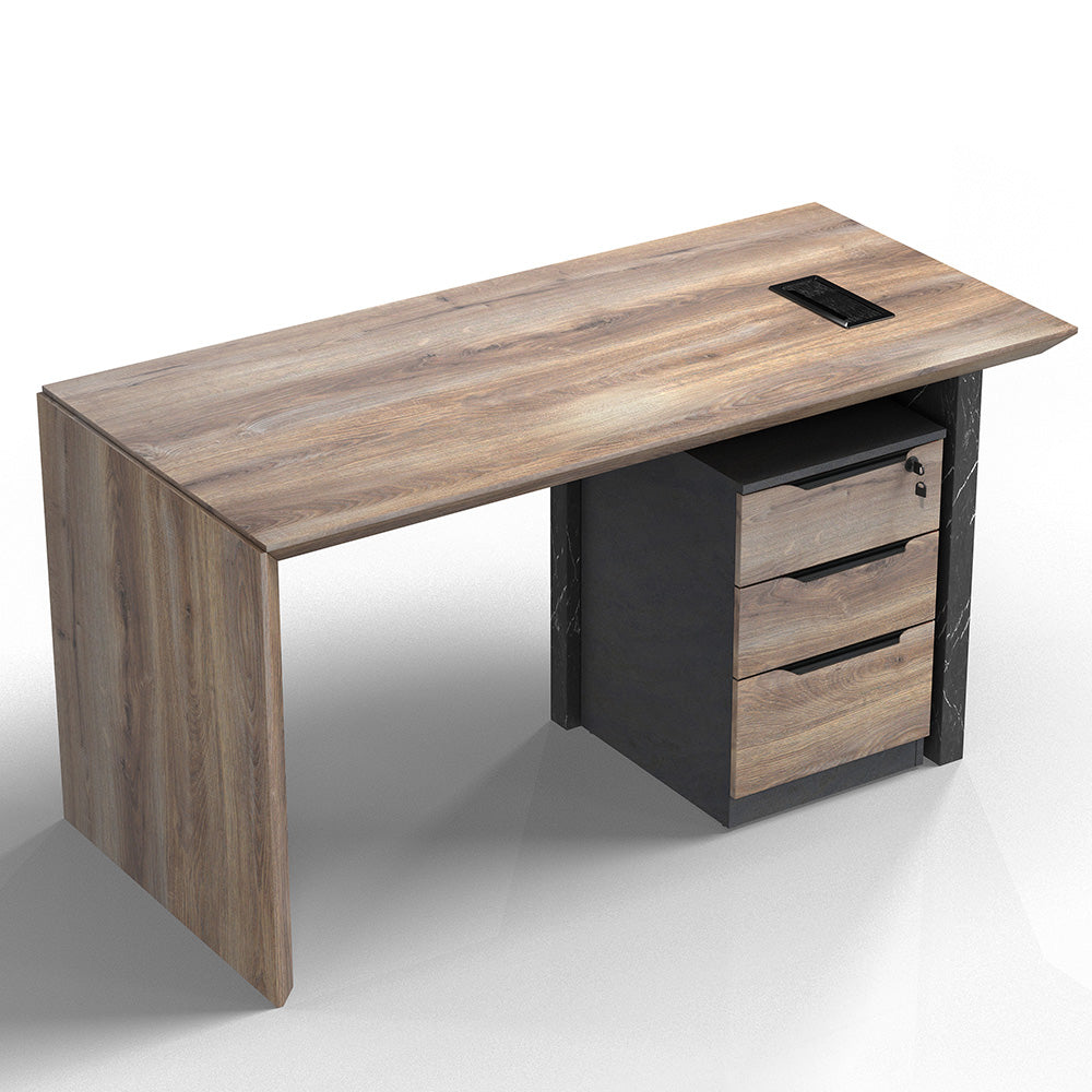 LOGAN Executive Desk Reversible 180cm Warm Oak & Black - Modern Office Desk for Home & Business Workspace - Perfect for Professionals, Remote Work & Study Areas