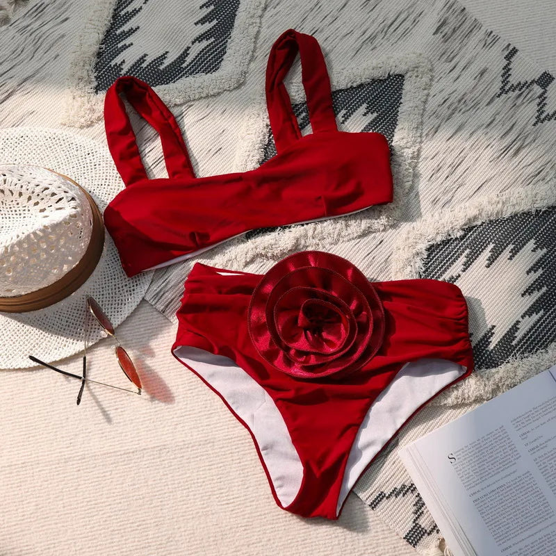 3D Floral Print High Waist Bikini Set - Sexy Brazilian Thong Swimwear for Women 2024 | Beach Vacation, Pool Party & Summer Swimwear