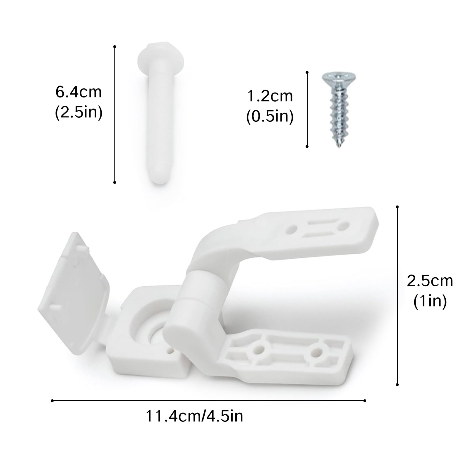 Universal White Plastic Toilet Seat Hinge Replacement Kit with Bolts, Screws & Nuts - Durable Bracket Hardware for Bathroom Toilet Repair & Installation - Perfect for Home, RV & Commercial Restrooms