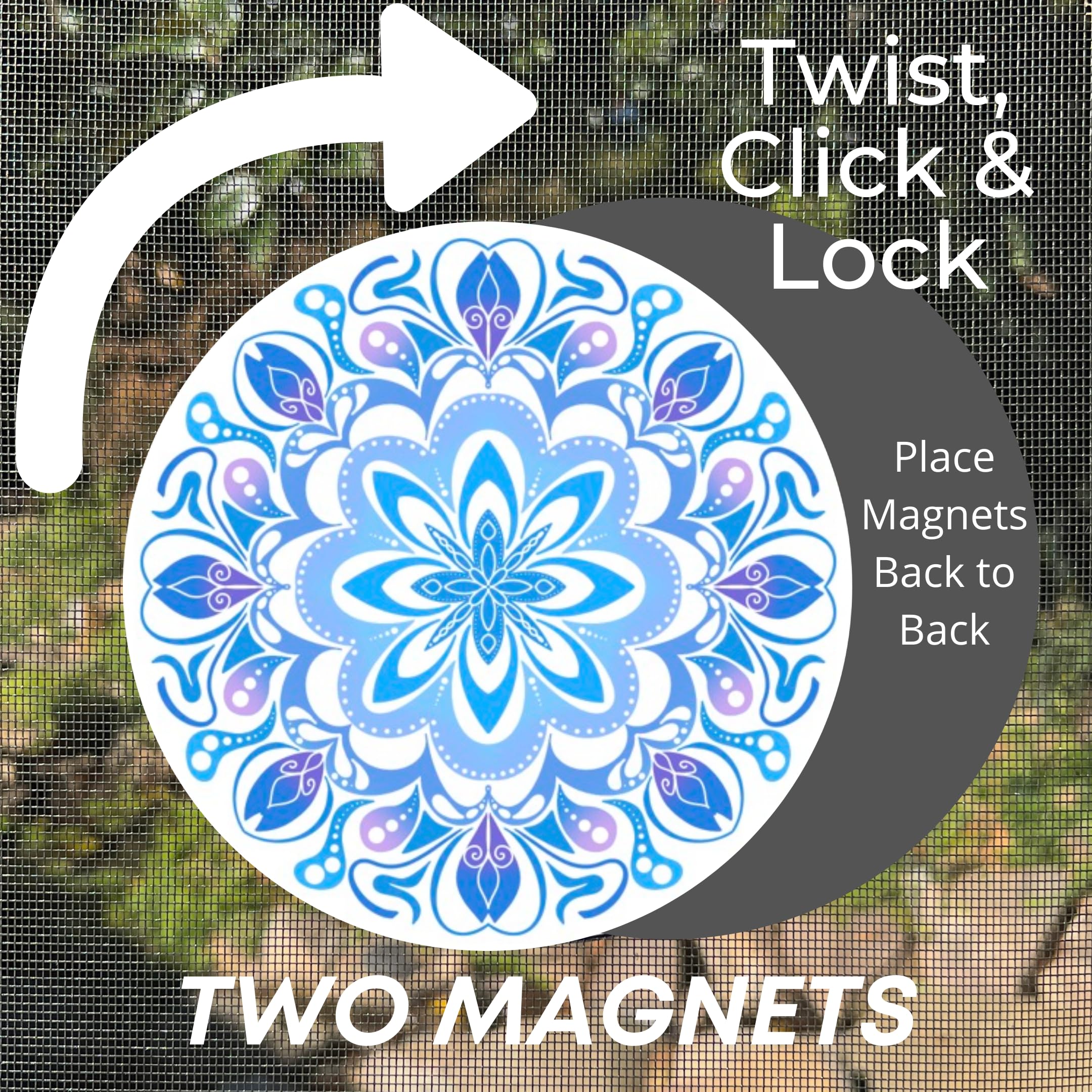 Robbins Aria Magnetic Screen Door Locks - Twist Click & Lock Security for Pets & Kids - Decorative Safety Indicator for Homes & Patios - Perfect for Summer BBQs & Pet Safety