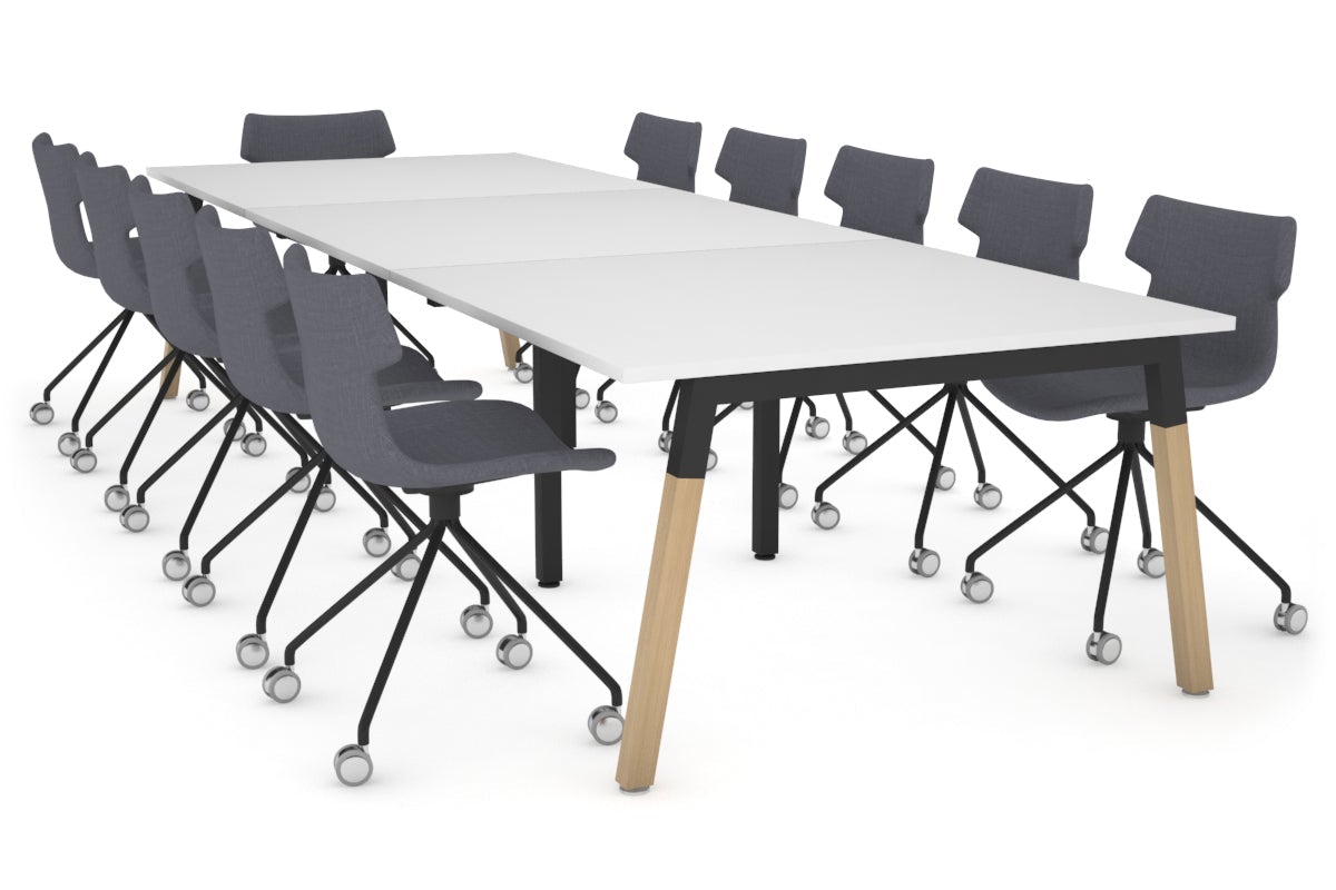 Modern Boardroom Table with Quadro A Legs & Wood Cross Beam - 3600L x 1200W - Perfect for Executive Offices & Conference Rooms