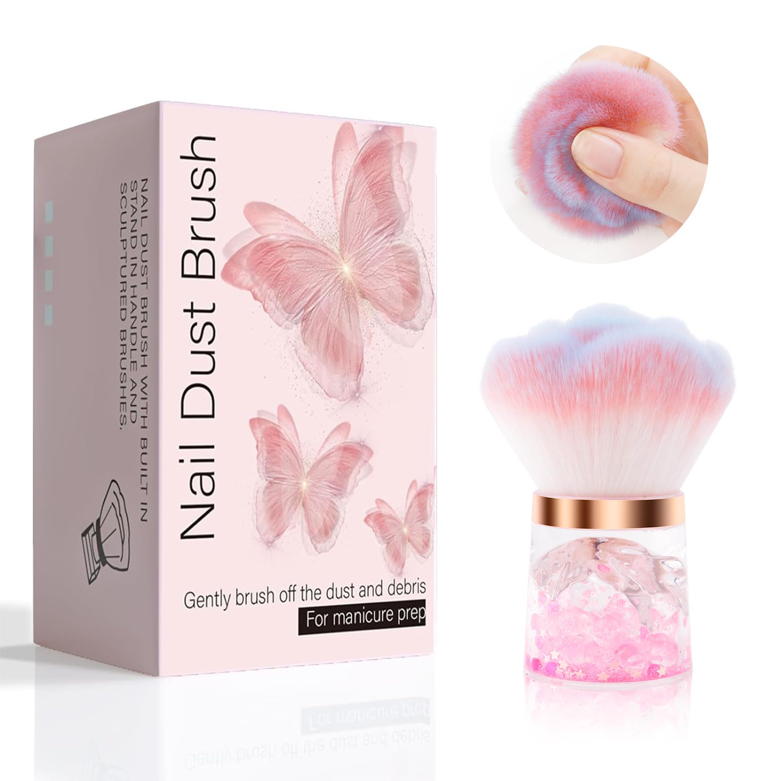 ANGNYA Rose Nail Dust Brush - Acrylic Handle Flower Design for Nail Art & Powder Removal