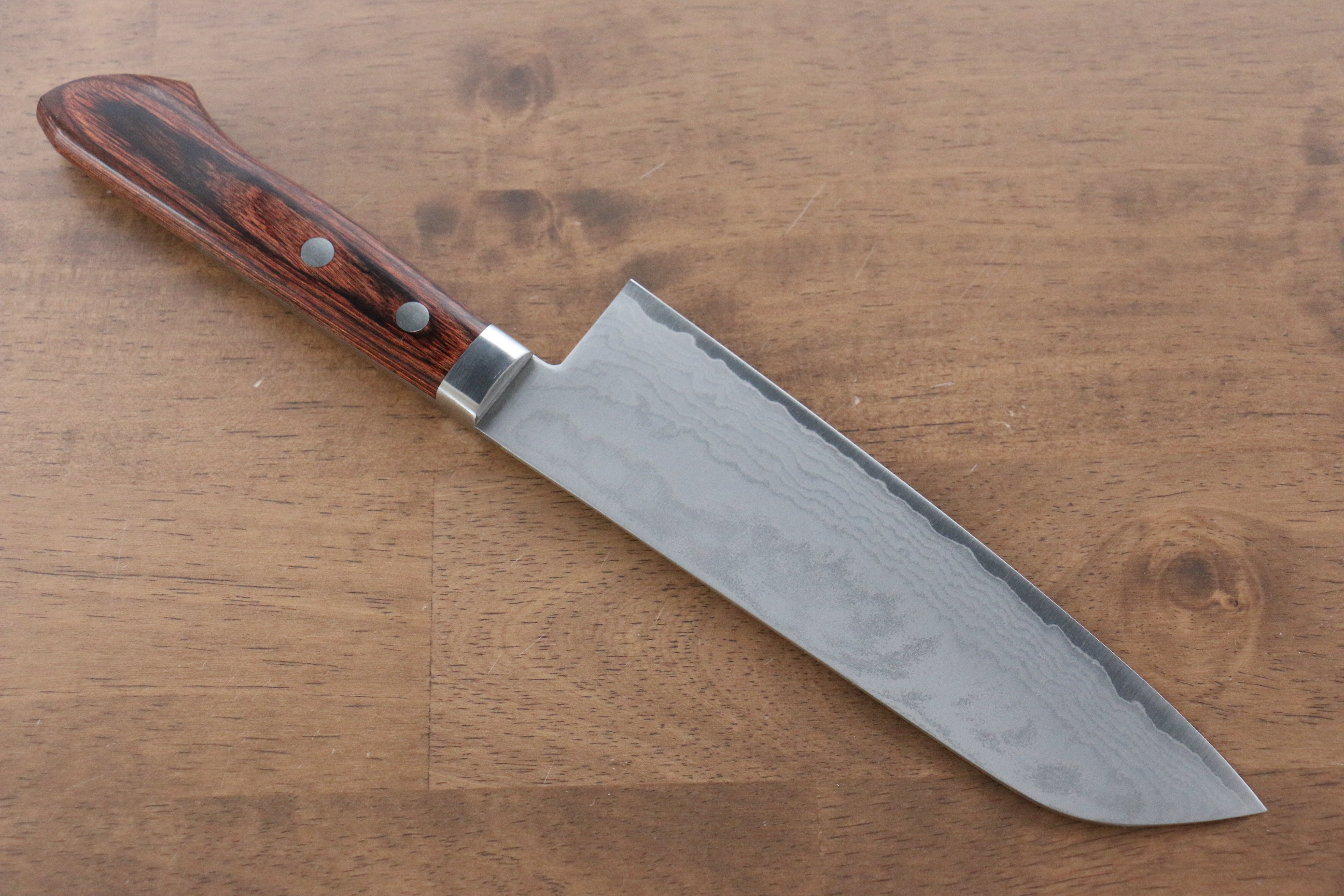 Premium Kanetsune VG1 17-Layer Damascus Steel Santoku Knife 165mm with Mahogany Handle - Perfect for Sushi, Vegetables & Meat Cutting - Professional Japanese Kitchen Knife for Chefs & Home Cooking