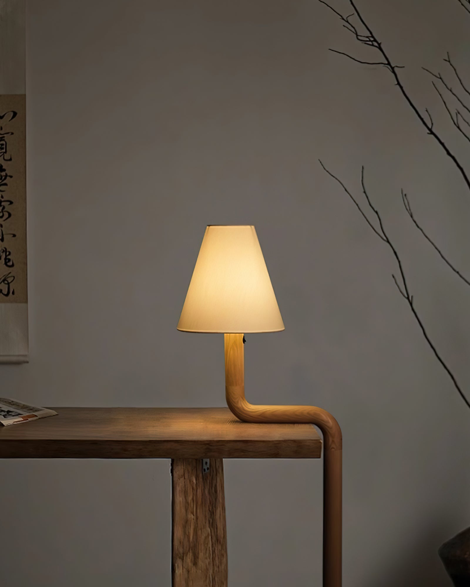 Handcrafted Bendable Wood Table Lamp - Adjustable Modern Desk Light for Home Office, Bedroom & Living Room Decor