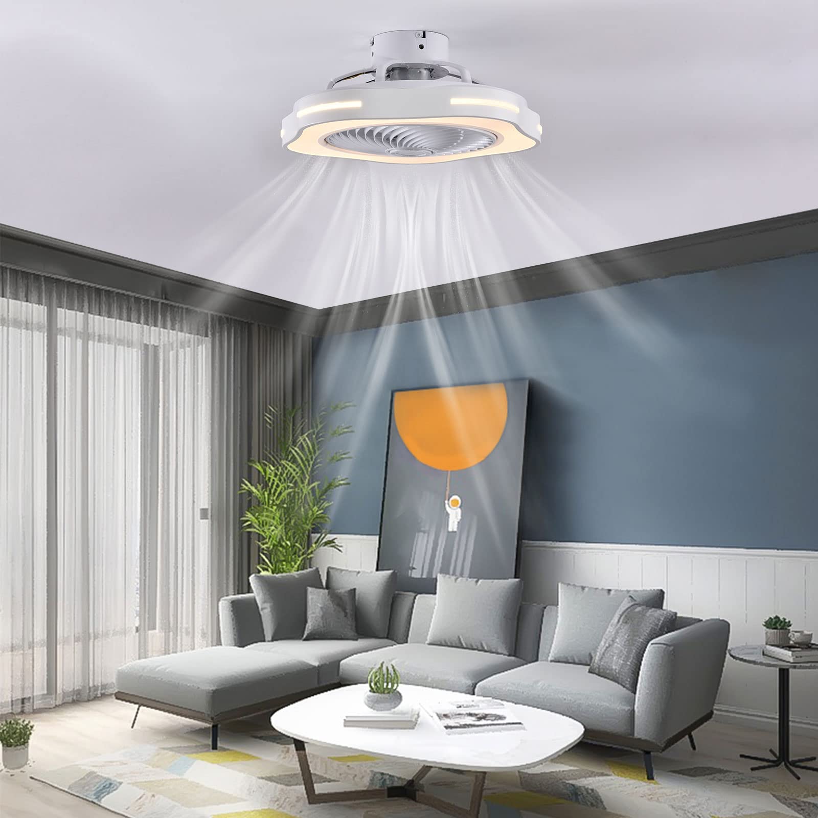 52 Inch Tropical Ceiling Fan with Remote Control, Chandelier Light & Palm Leaf Blades - Bronze Finish, 110V - Perfect for Bedroom, Living Room & Outdoor Patio