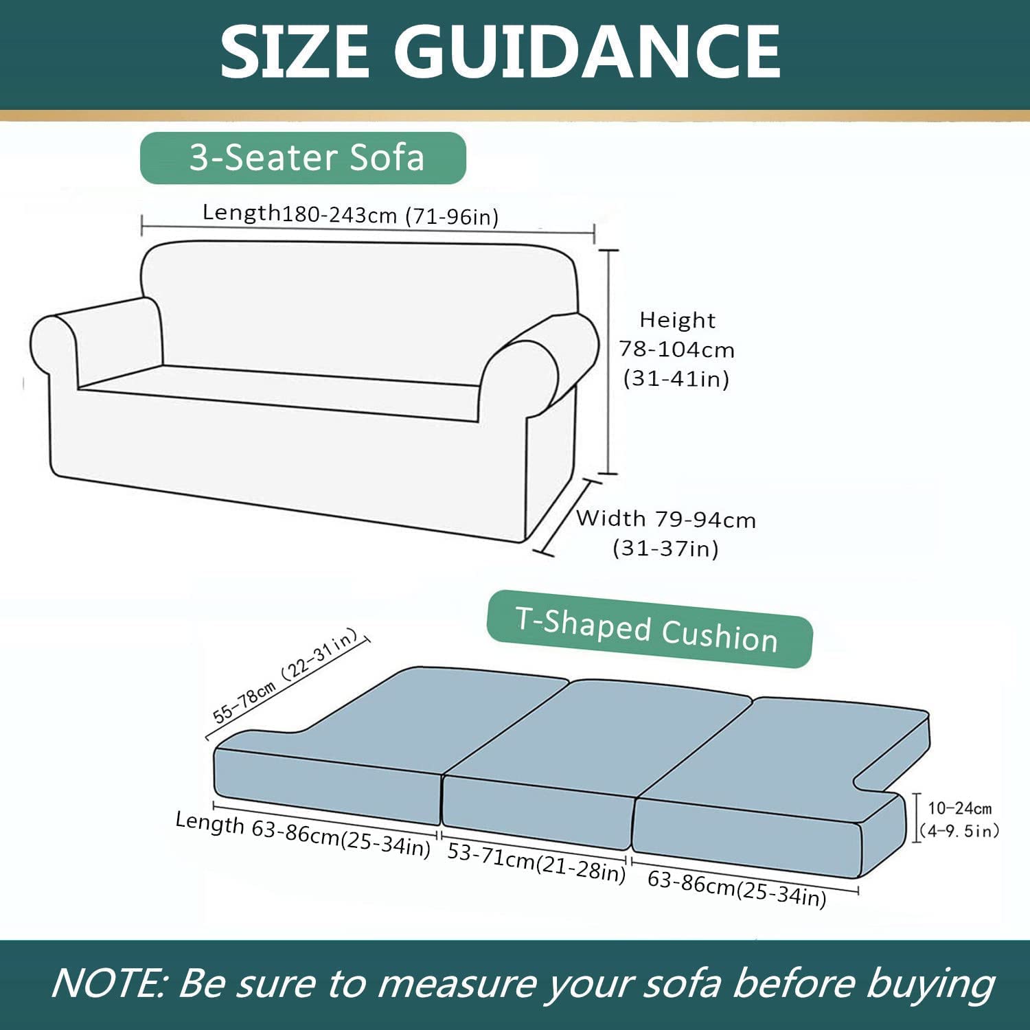 Stretch Sofa Cover Slipcover - Soft Jacquard Knitted Furniture Protector with Non-Slip Design & 3 T-Cushion Covers for Couch, Sofa Bed - Perfect for Living Room, Home Decor (Blue)