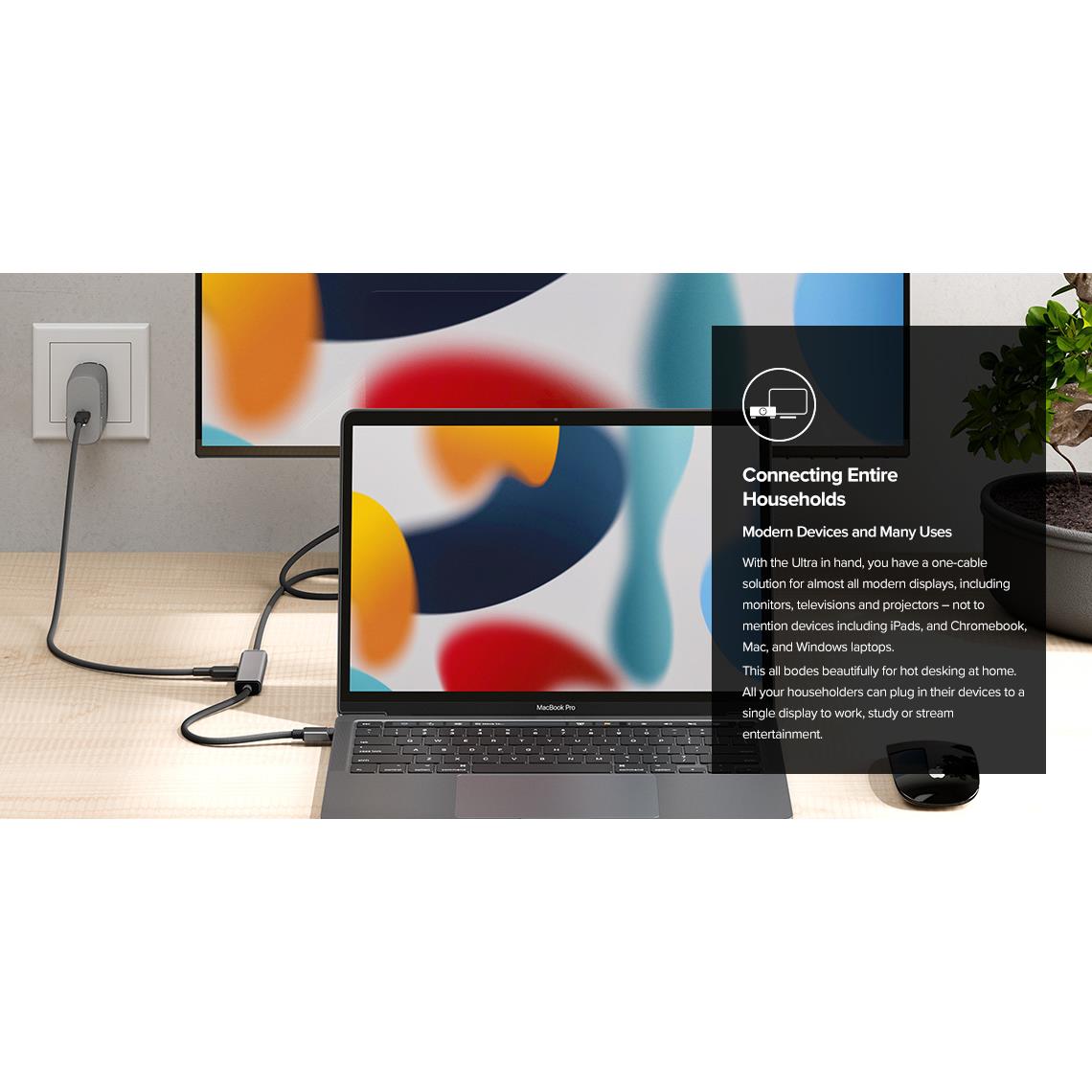 Alogic Ultra USB C to HDMI Cable 4K 60Hz, 1M Thunderbolt 3/4 Compatible with 100W Fast Charging - Perfect for MacBook Pro, iPad Pro, Samsung Galaxy & More