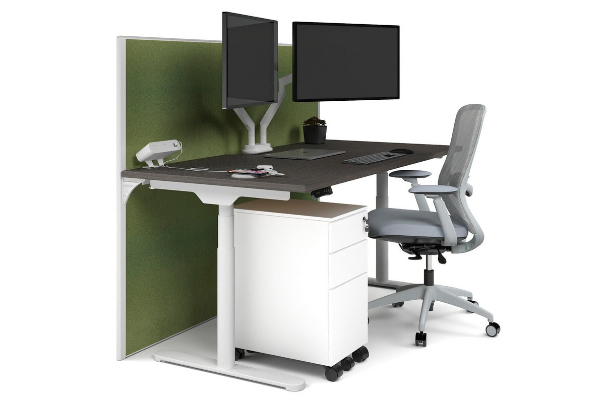 Flexi Premium Height Adjustable Single Workstation Desk - 1600L x 800W with Cable Management Scallop | Ergonomic Standing Desk for Home Office & Workspace
