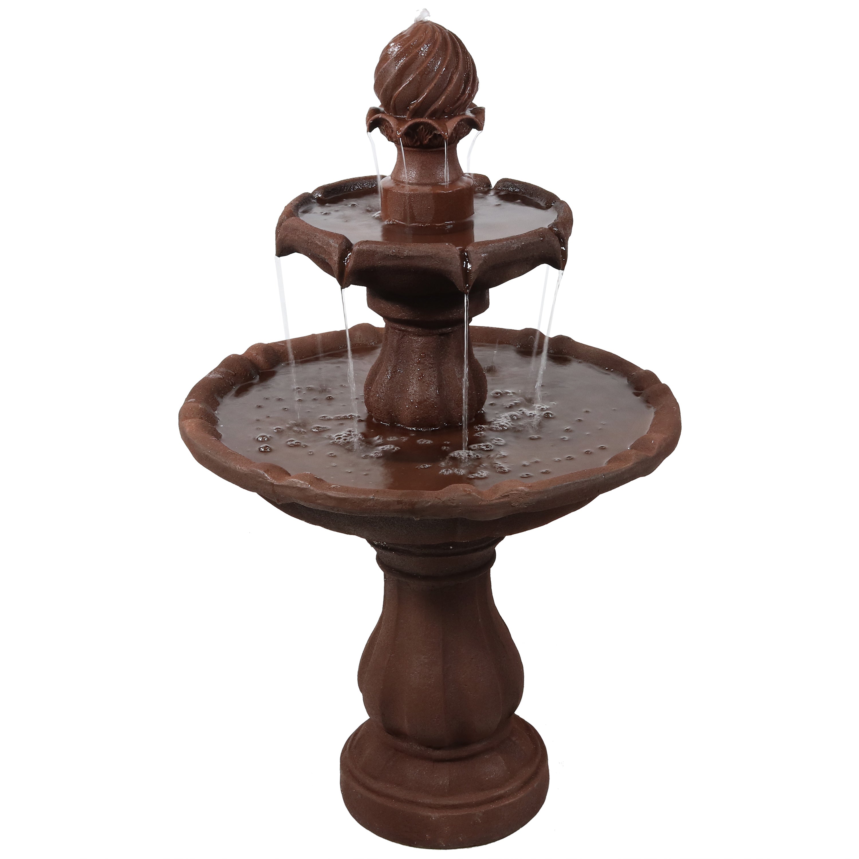 Sunnydaze 2-Tier Solar Powered Outdoor Water Fountain with Battery Backup - Perfect for Garden, Patio, and Backyard Decor