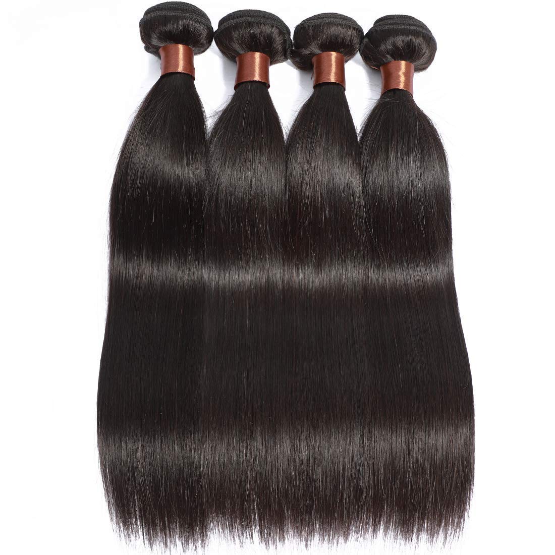 100% Brazilian Virgin Human Hair Bundles - Unprocessed Straight Weave Extensions in Natural Black (22