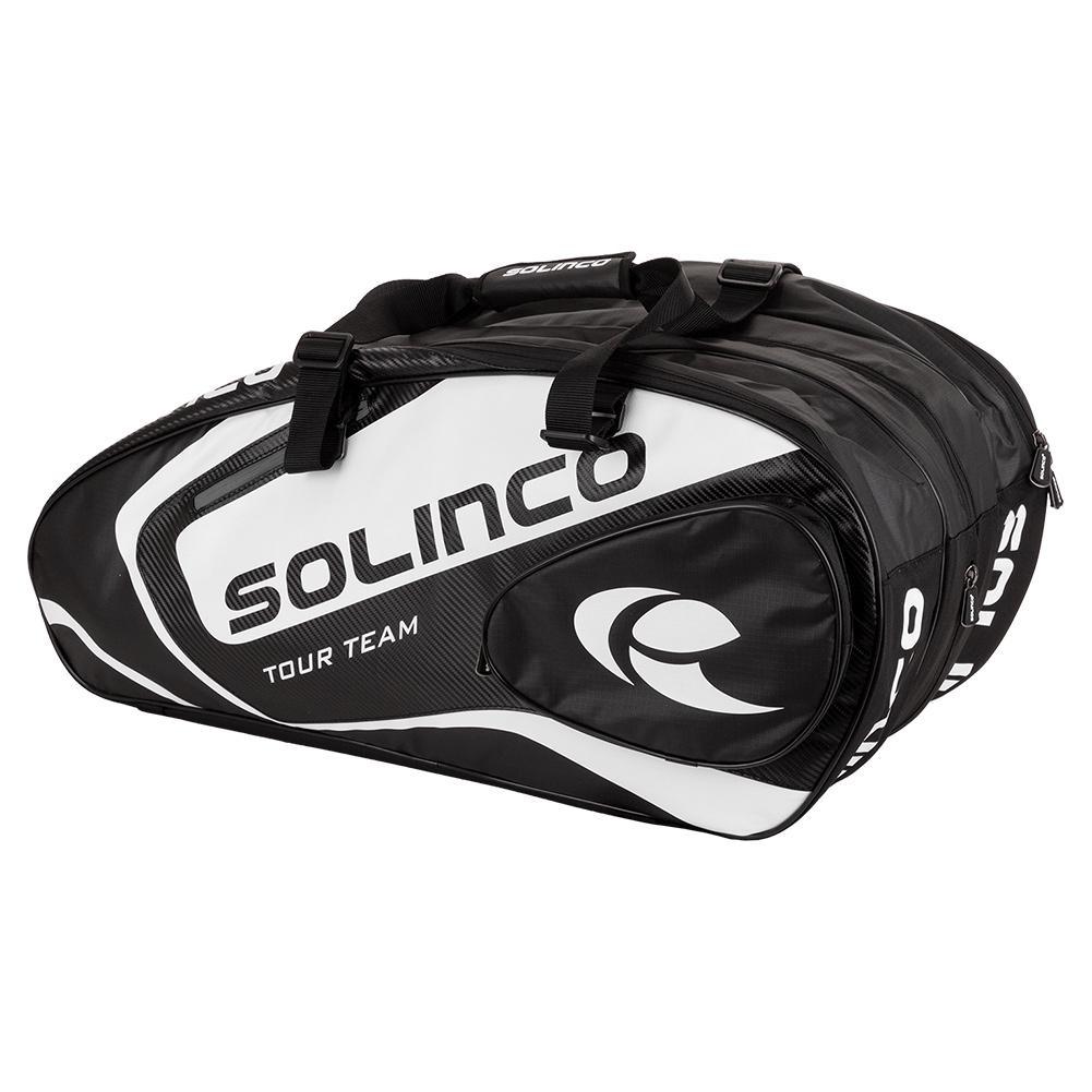 15-Pack Tour Team Tennis Racquet Bag - White & Black with Black Zipper Lining - Perfect for Tennis Teams, Clubs & Tournament Players