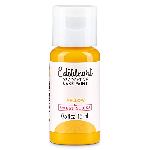 Sweetsticks Yellow Edible Cake Paint 15ml - Food Safe Icing Decorating Paint for Cakes, Cookies, Cupcakes - Perfect for Birthday, Wedding & Party Dessert Decoration