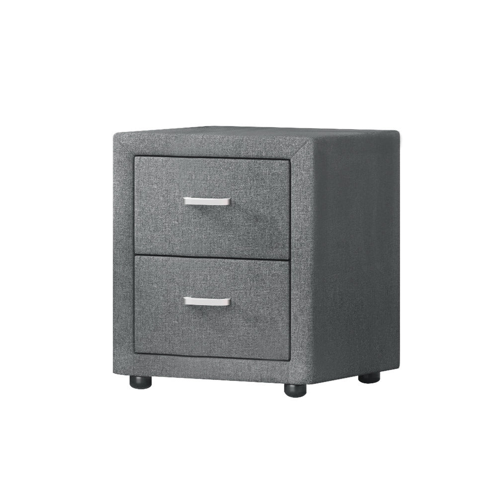 Modern Fabric Bedside Table - Grey Nightstand with Storage Shelf for Bedroom, Living Room, or Dorm | Compact & Stylish Night Stand with Easy Assembly