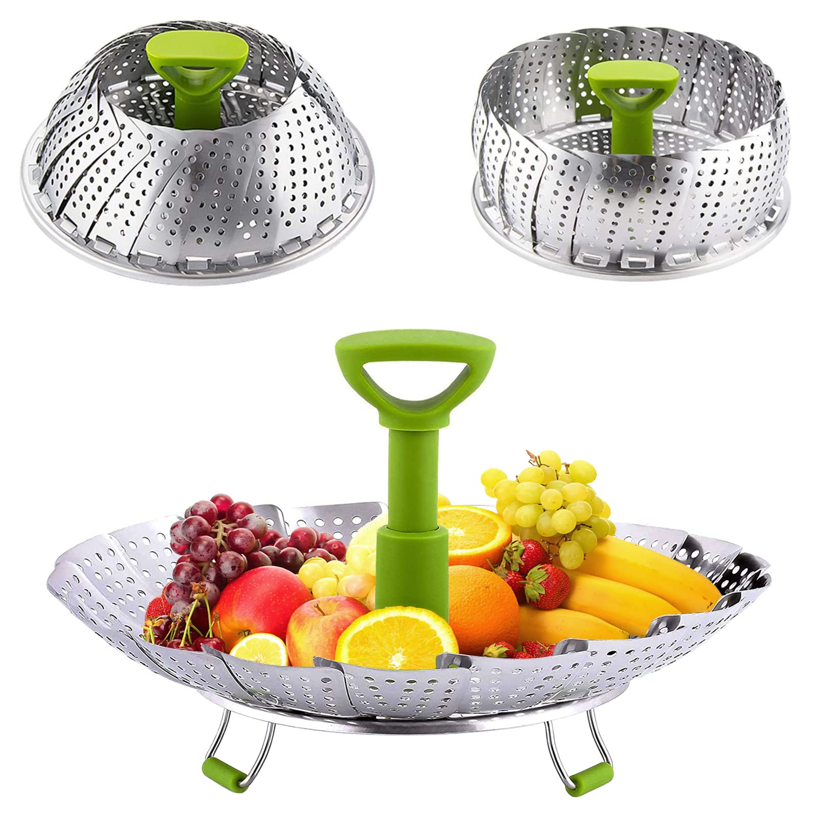 Stainless Steel Vegetable Steamer Basket - Foldable & Extendable for 5.1