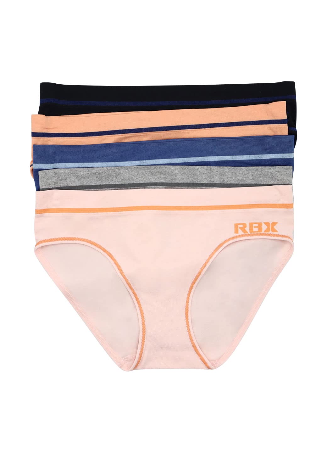 RBX Active Women's Seamless Hipster Panties 5-Pack - Breathable Bikini Briefs for Yoga, Workout & Everyday Comfort