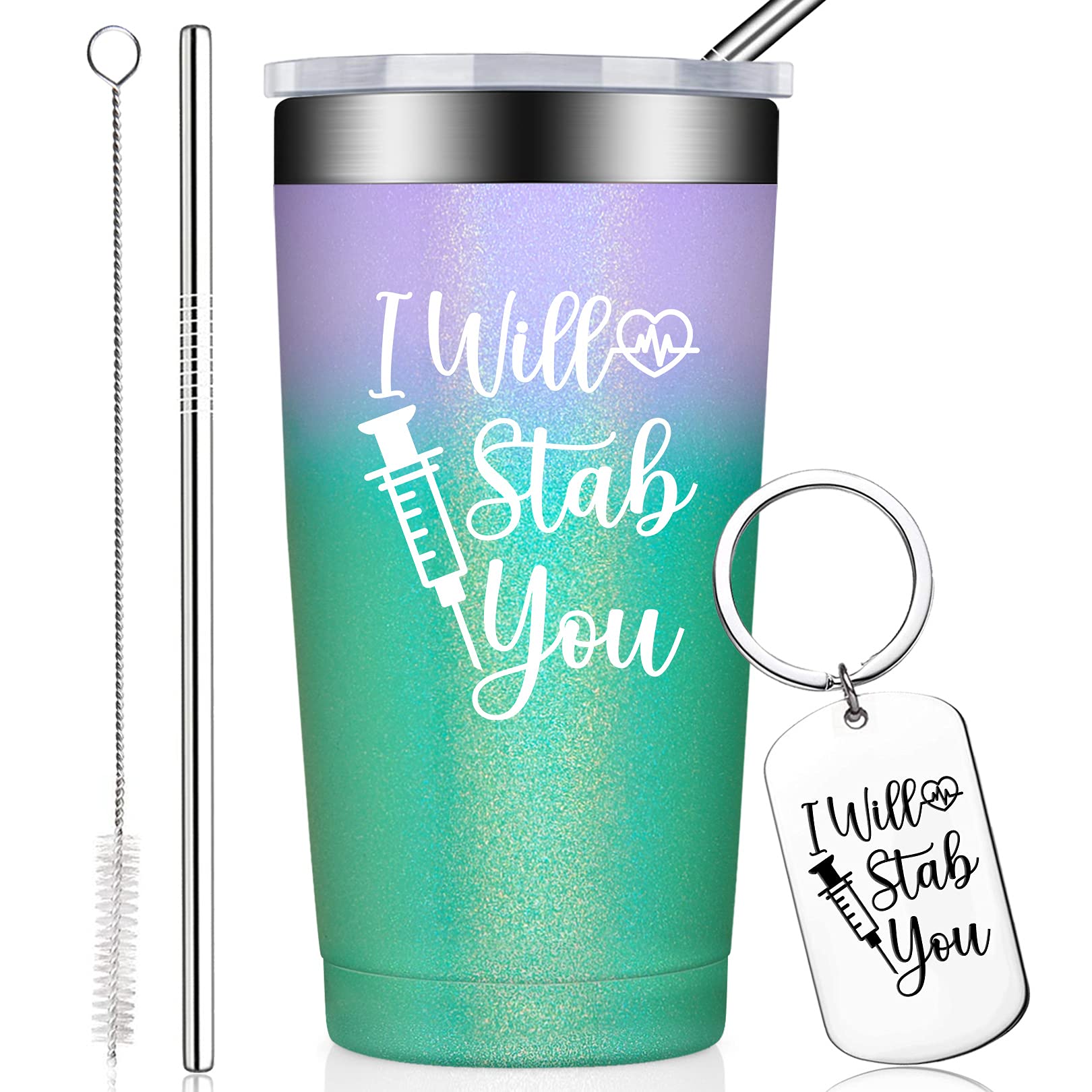 BIRGILT 20oz Nurse Tumbler Cup with Straw - Funny Nurse Gifts for Women, Nursing Graduation & Birthday Present - Perfect for Nurse Week, Appreciation Day & Hospital Shifts - Insulated Travel Mug for Coffee & Tea