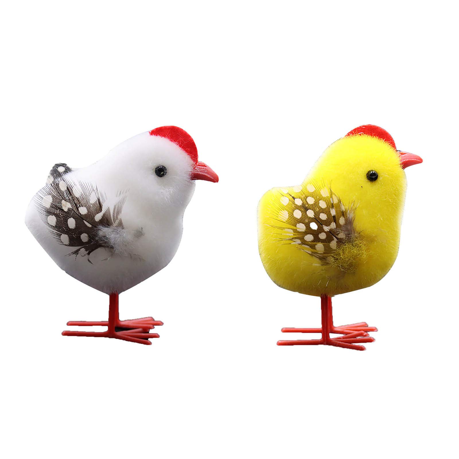 2PC Moss Furry Easter Chicks Table Decor Set - Colorful Spring Home Ornaments for Holiday Tree, Party & Garden Decorations