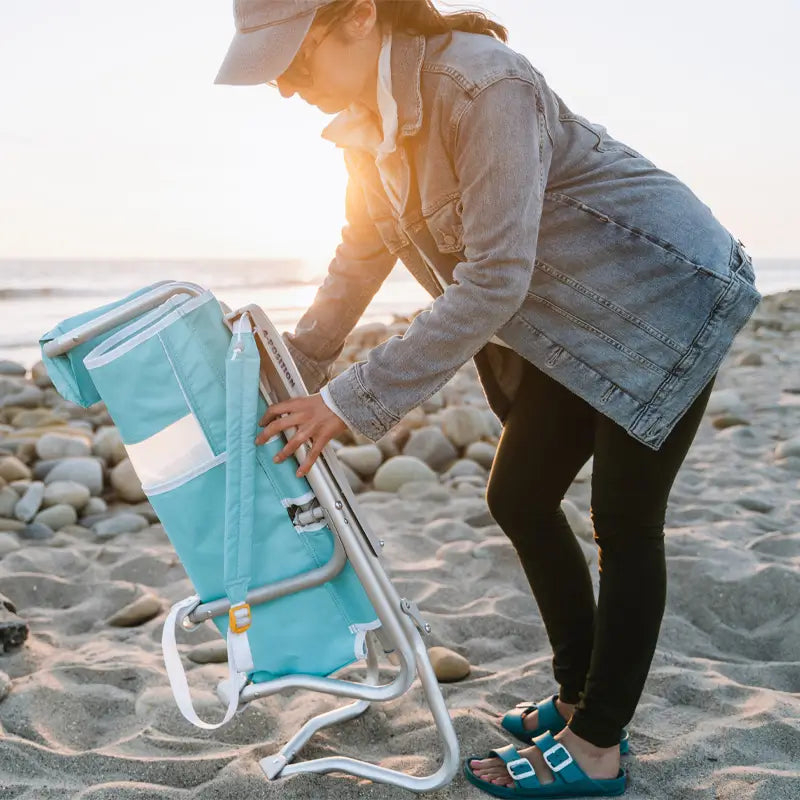 Bi Fold Beach Chair - Lightweight Portable Folding Chair for Outdoor, Camping, Travel & Relaxing at Beach, Park, Pool, or Backyard