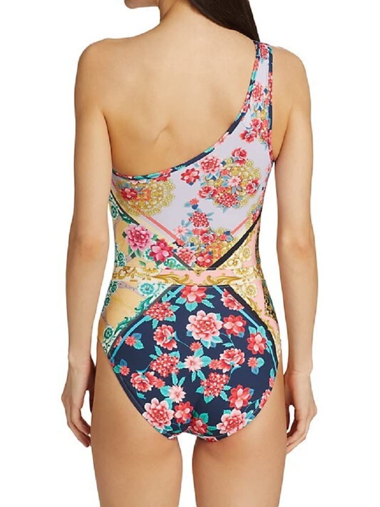 Johnny Was Raina One-Shoulder Swimsuit for Women - Floral Print Bathing Suit (XXL, Multi-Color) | Beach Vacation, Pool Party & Summer Getaway