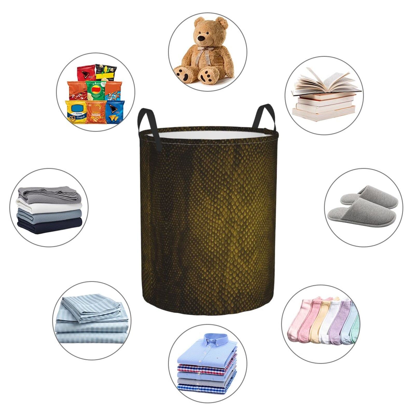 Snake Skin Laundry Hamper - Stylish Woven Clothes Basket for Women, Toy Storage Organizer & Dirty Clothes Bin - Perfect for Bedroom, Nursery, or Dorm Room Organization