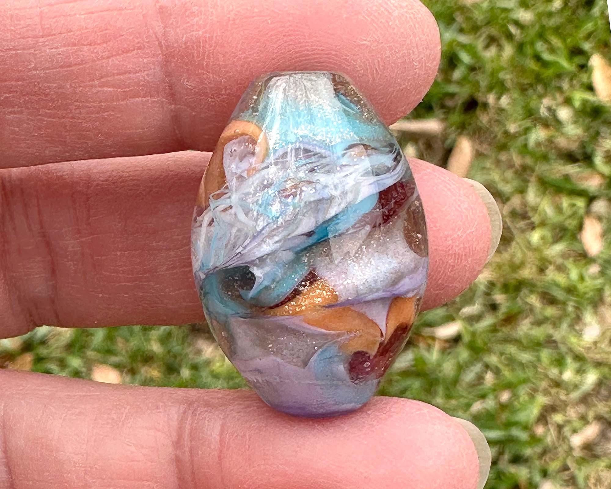 Handmade Summer Shimmer Lampwork Glass Focal Bead - SRA Certified Artisan Jewelry Bead for Necklaces, Bracelets & DIY Crafting - Perfect for Boho, Beach & Festival Jewelry Designs