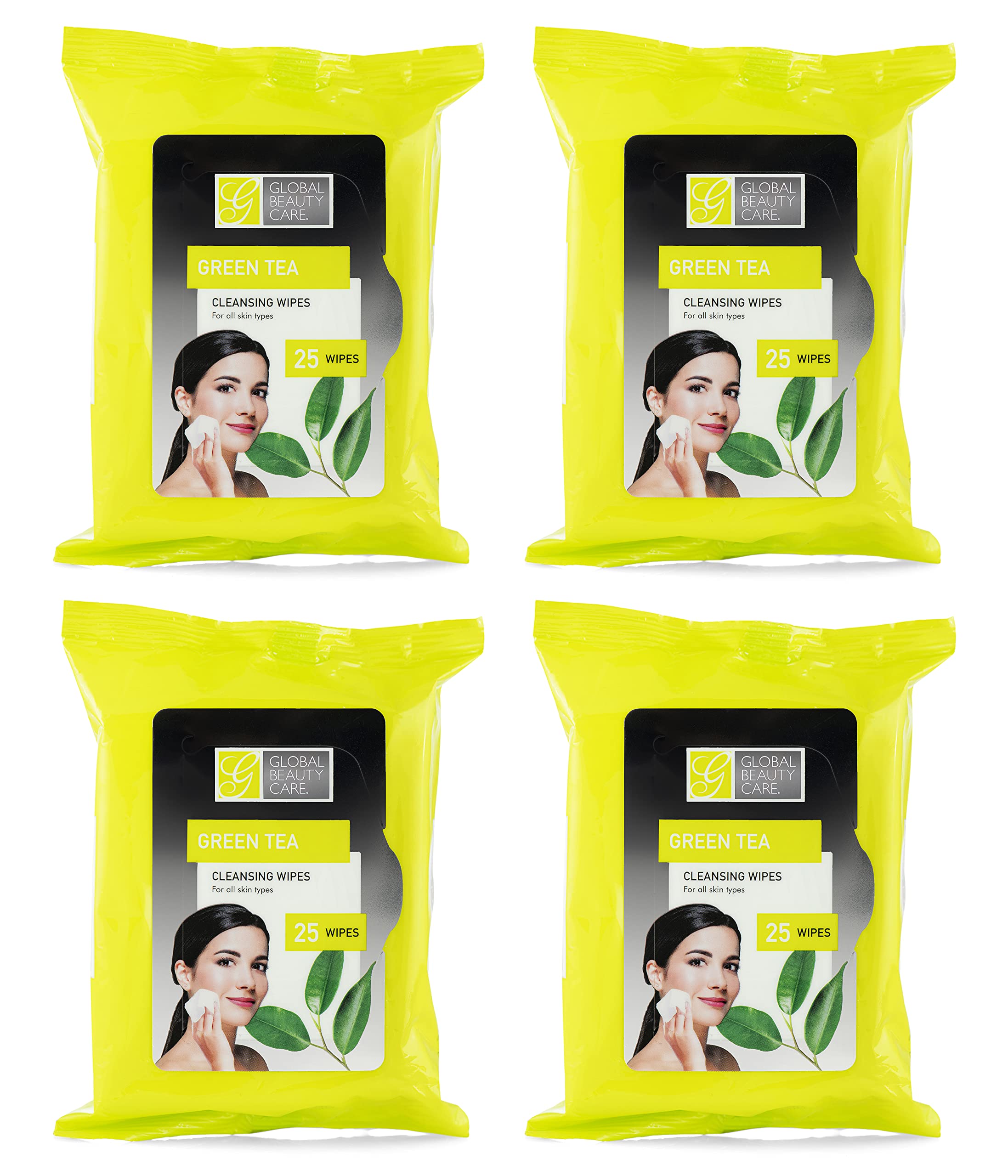 Premium Green Tea Cleansing Wipes - 100 Count (4-Pack) | Bulk Makeup Remover & Facial Cleansing Cloths | Travel-Friendly Toiletries | Ideal for Skincare Routine, Gym, & On-the-Go Beauty Care